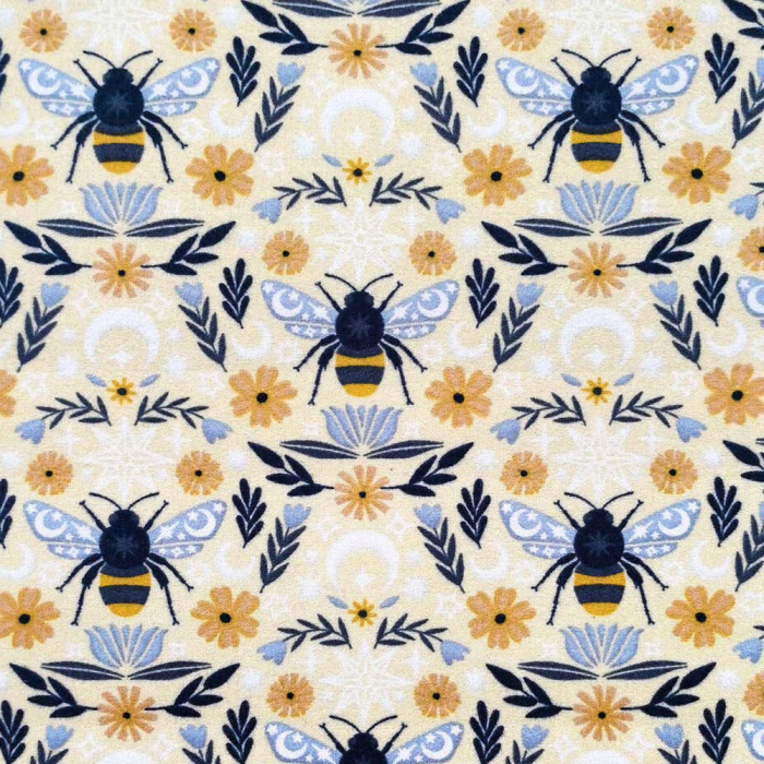 Celestial Bee on Cream Luxe Flannel Fabric