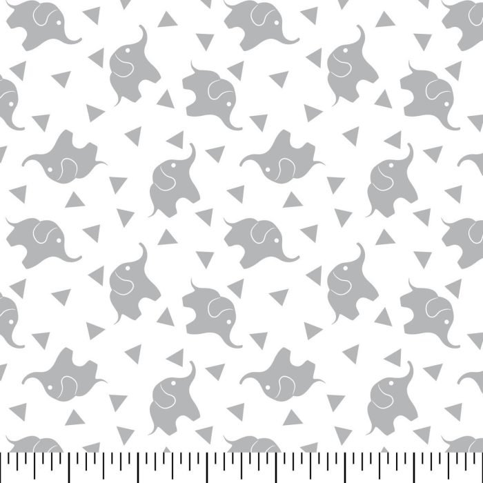 Nursery Fabric - Elephant Confetti Gray Flannel